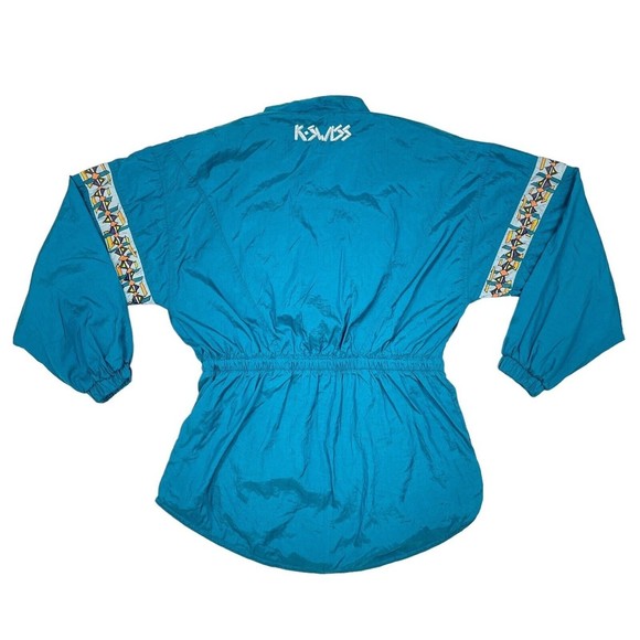 Vintage K Swiss Jacket Women Size Medium Teal Full Zip Retro 80s 90s Windbreaker - Picture 2 of 15